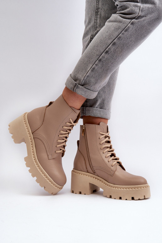 Zazoo 3413 Botas de mujer botas altas de montar En tacones enormes beige