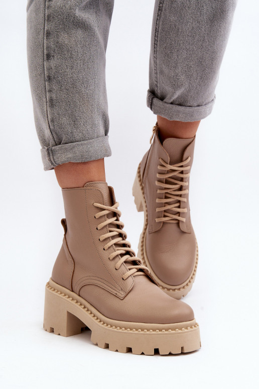 Zazoo 3413 Botas de mujer botas altas de montar En tacones enormes beige