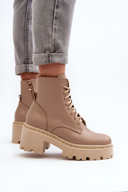 Zazoo 3413 Botas de mujer botas altas de montar En tacones enormes beige