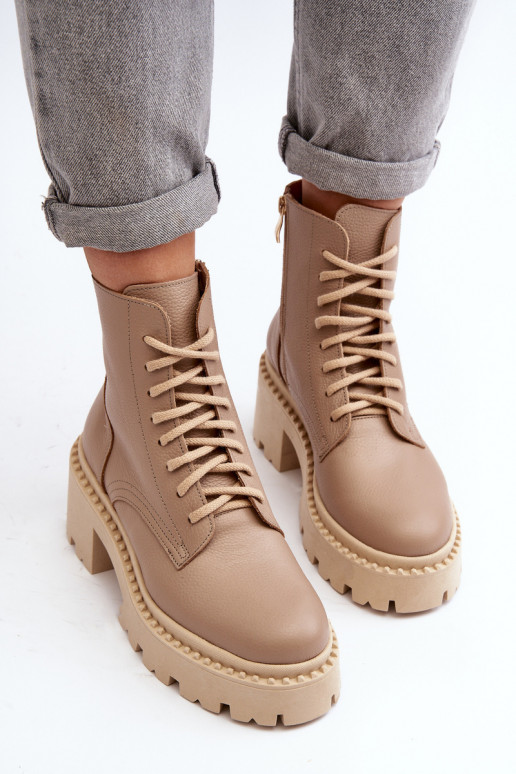 Zazoo 3413 Botas de mujer botas altas de montar En tacones enormes beige