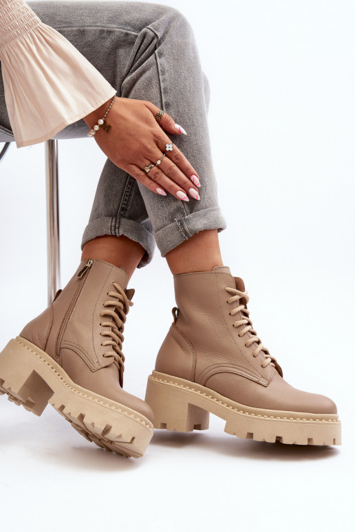 Zazoo 3413 Botas de mujer botas altas de montar En tacones enormes beige