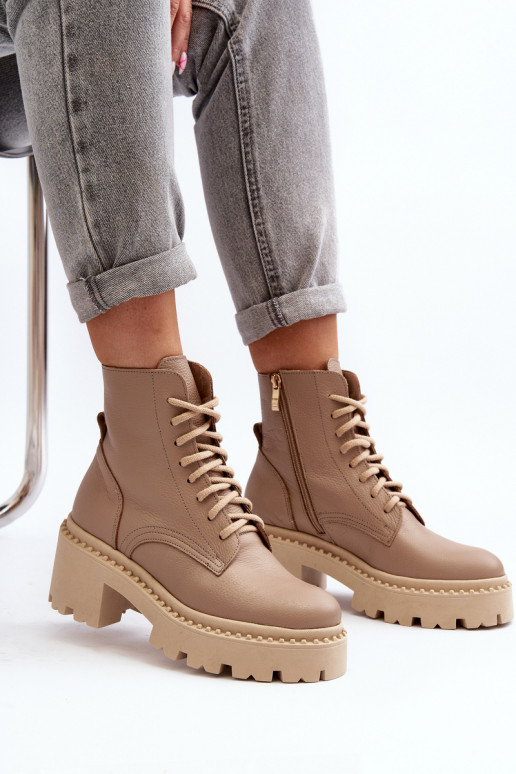 Zazoo 3413 Botas de mujer botas altas de montar En tacones enormes beige