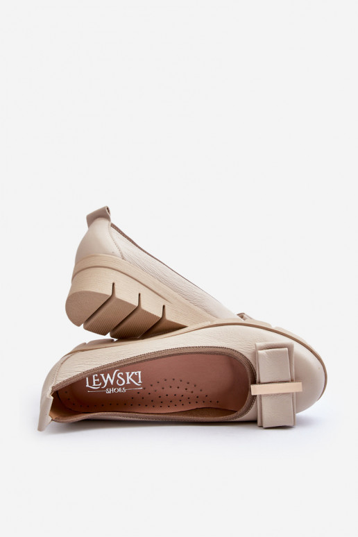 bailarinas Piel con una plataforma con adornos de color crema LeAski 3384