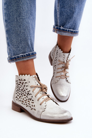 Zazoo 2871 Botas caladas Femenino con cordones color plata