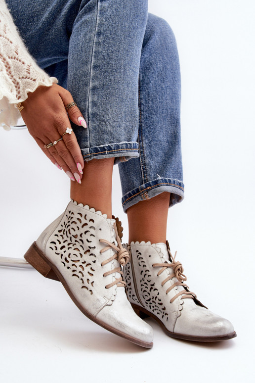 Zazoo 2871 Botas caladas Femenino con cordones color plata Zazoo 2871 Botas caladas Femenino con cordones color plata