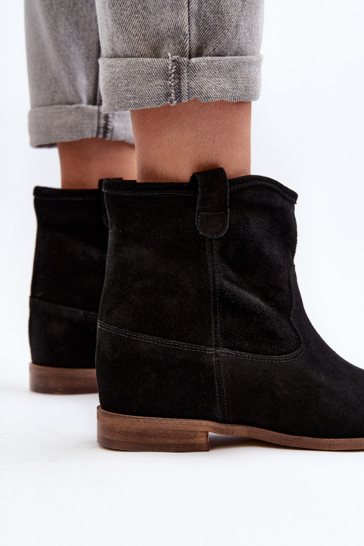 Zazoo 2326 de gamuza Un modelo convincente Botas de mujer de color negro