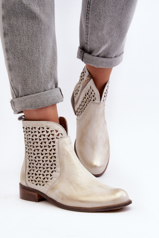 Zazoo 2791 Piel Botas caladas color dorado Zazoo 2791 Piel Botas caladas color dorado