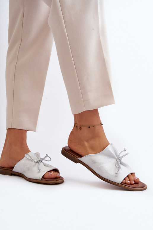 Zazoo 2659 Zapatillas de cuero Femenino color plata Zazoo 2659 Zapatillas de cuero Femenino color plata