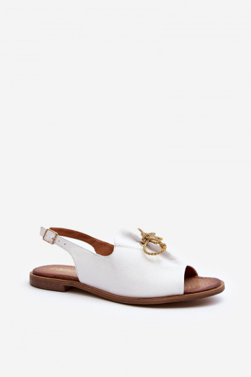 Sandalias de cuero planas color blanco
