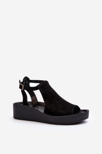 Sandalias de ante para mujer color negro