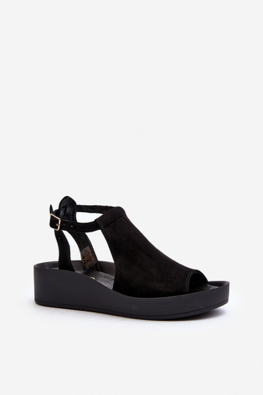 Zazoo 2914 Sandalias mujer ante de color negro Zazoo 2914 Sandalias mujer ante de color negro