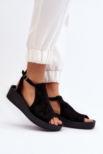 Sandalias de ante para mujer color negro 2