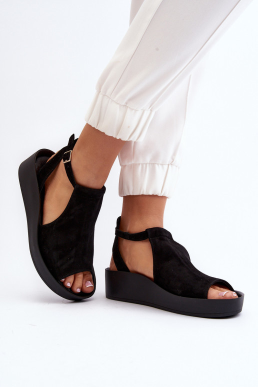 Zazoo 2914 Sandalias mujer ante de color negro Zazoo 2914 Sandalias mujer ante de color negro