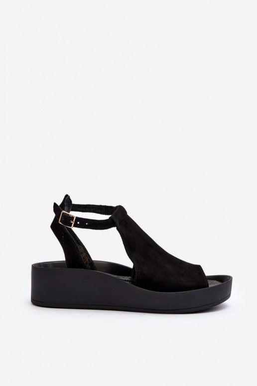 Zazoo 2914 Sandalias mujer ante de color negro Zazoo 2914 Sandalias mujer ante de color negro
