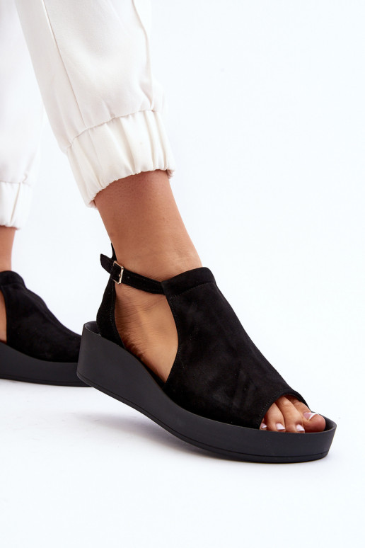 Zazoo 2914 Sandalias mujer ante de color negro Zazoo 2914 Sandalias mujer ante de color negro