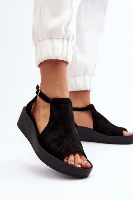 Zazoo 2914 Sandalias mujer ante de color negro Zazoo 2914 Sandalias mujer ante de color negro