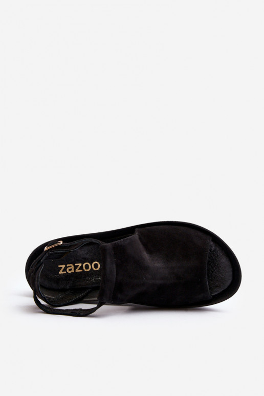 Zazoo 2914 Sandalias mujer ante de color negro Zazoo 2914 Sandalias mujer ante de color negro