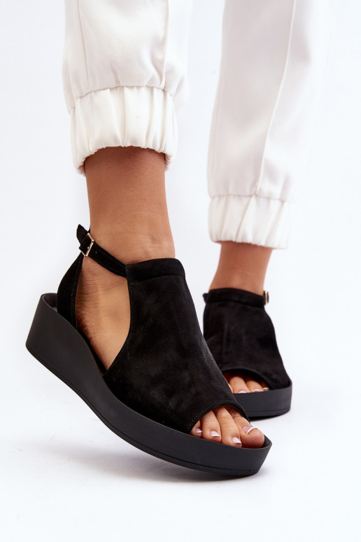 Zazoo 2914 Sandalias mujer ante de color negro Zazoo 2914 Sandalias mujer ante de color negro