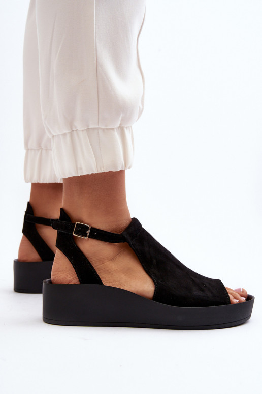 Zazoo 2914 Sandalias mujer ante de color negro Zazoo 2914 Sandalias mujer ante de color negro