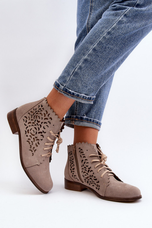 Zazoo 2871 Botas caladas Femenino con cordones beige Zazoo 2871 Botas caladas Femenino con cordones beige