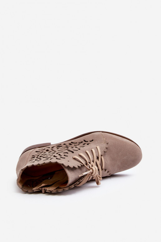 Zazoo 2871 Botas caladas Femenino con cordones beige Zazoo 2871 Botas caladas Femenino con cordones beige