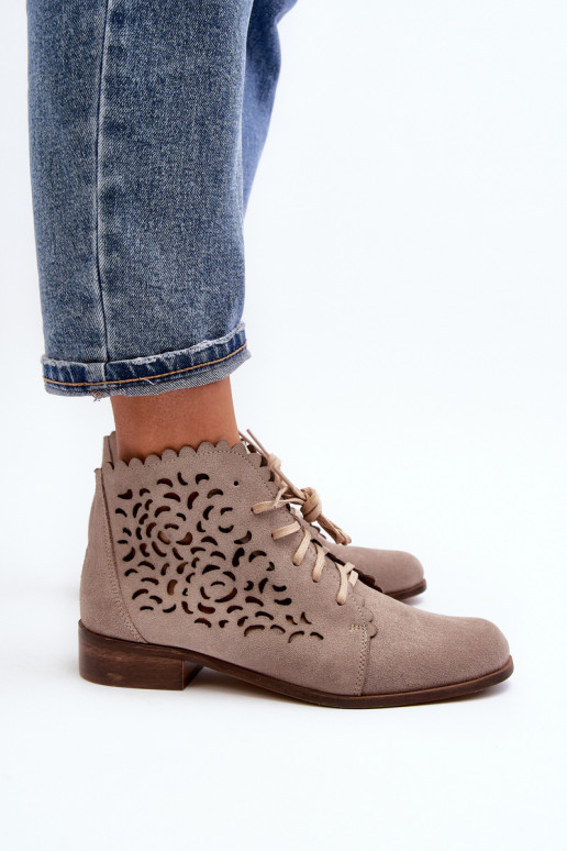 Zazoo 2871 Botas caladas Femenino con cordones beige Zazoo 2871 Botas caladas Femenino con cordones beige