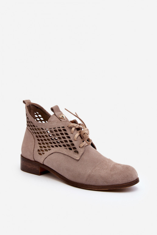 Zazoo 2878 Bajo Botas caladas Femenino de gamuza beige Zazoo 2878 Bajo Botas caladas Femenino de gamuza beige