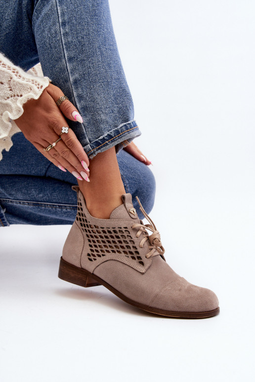 Zazoo 2878 Bajo Botas caladas Femenino de gamuza beige Zazoo 2878 Bajo Botas caladas Femenino de gamuza beige