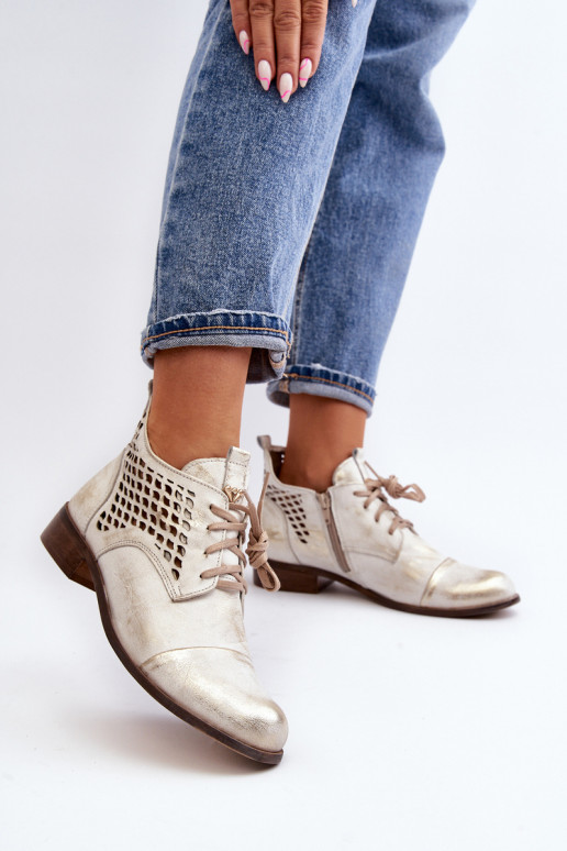 Zazoo 2878 Bajo Botas caladas Piel Femenino color plata Zazoo 2878 Bajo Botas caladas Piel Femenino color plata