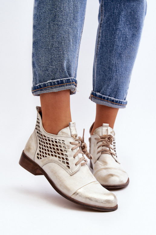 Zazoo 2878 Bajo Botas caladas Piel Femenino color plata Zazoo 2878 Bajo Botas caladas Piel Femenino color plata