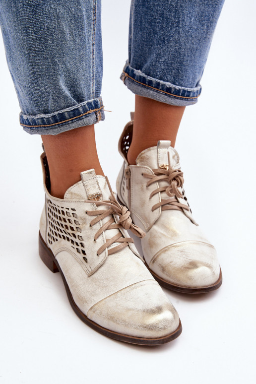 Zazoo 2878 Bajo Botas caladas Piel Femenino color plata Zazoo 2878 Bajo Botas caladas Piel Femenino color plata