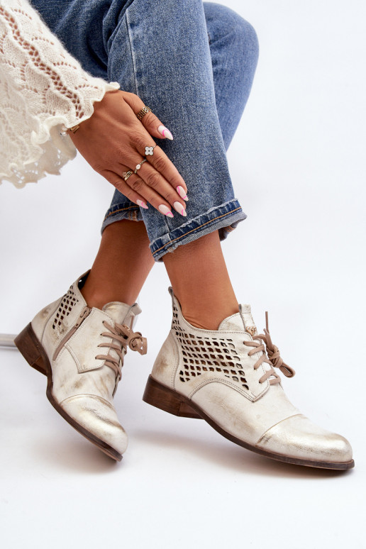 Zazoo 2878 Bajo Botas caladas Piel Femenino color plata Zazoo 2878 Bajo Botas caladas Piel Femenino color plata