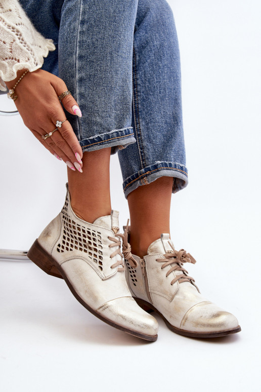 Zazoo 2878 Bajo Botas caladas Piel Femenino color plata Zazoo 2878 Bajo Botas caladas Piel Femenino color plata