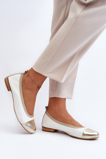 Zazoo 2890 bailarinas Blanco-color dorado 2
