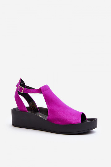 Sandalias de ante para mujer color rosa