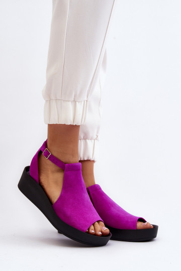 Sandalias de ante para mujer color rosa 2