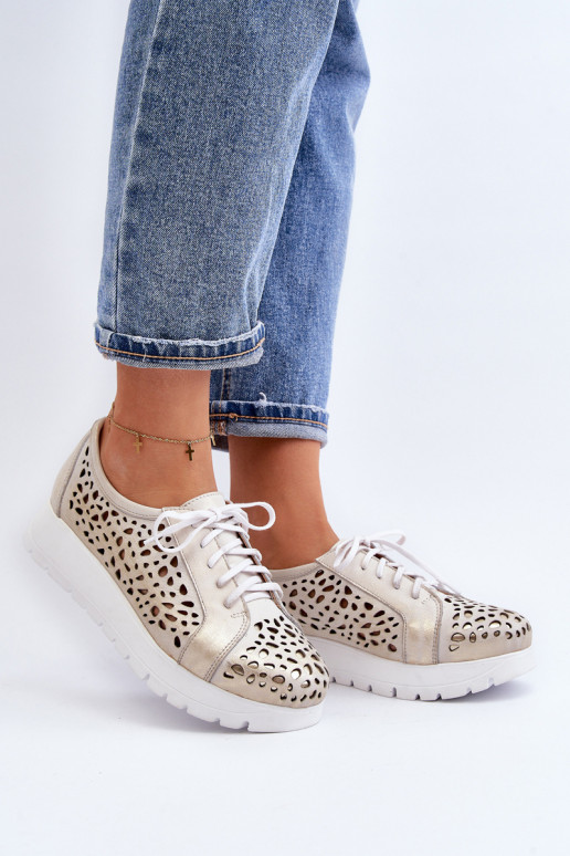 Zazoo 2821 Piel zapatos Femenino con elementos calados color dorado Zazoo 2821 Piel zapatos Femenino con elementos calados color dorado