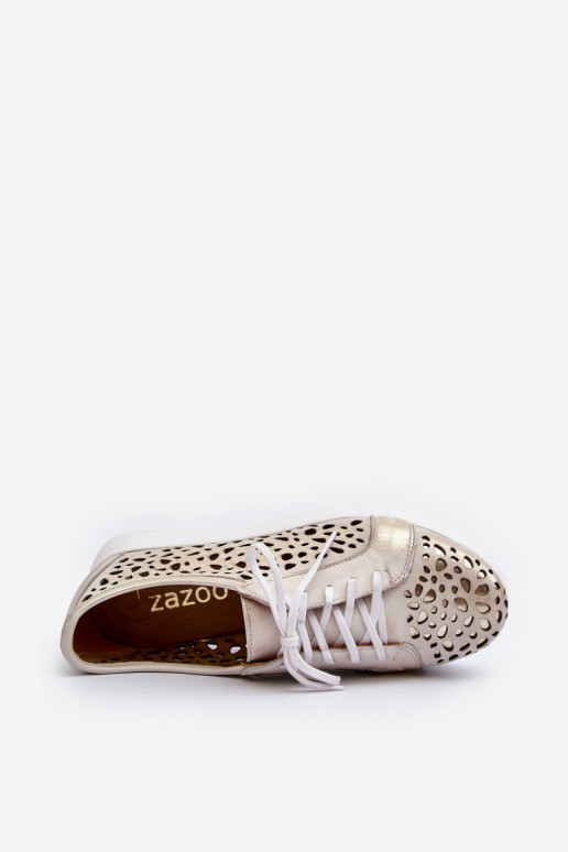 Zazoo 2821 Piel zapatos Femenino con elementos calados color dorado Zazoo 2821 Piel zapatos Femenino con elementos calados color dorado