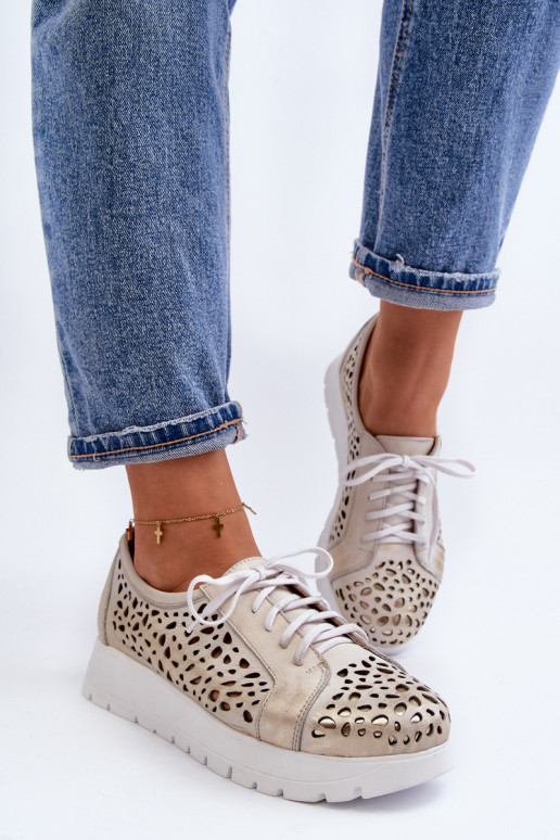 Zazoo 2821 Piel zapatos Femenino con elementos calados color dorado Zazoo 2821 Piel zapatos Femenino con elementos calados color dorado