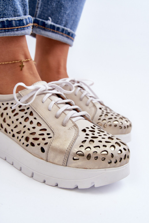 Zazoo 2821 Piel zapatos Femenino con elementos calados color dorado Zazoo 2821 Piel zapatos Femenino con elementos calados color dorado