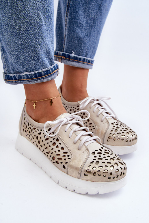 Zazoo 2821 Piel zapatos Femenino con elementos calados color dorado Zazoo 2821 Piel zapatos Femenino con elementos calados color dorado