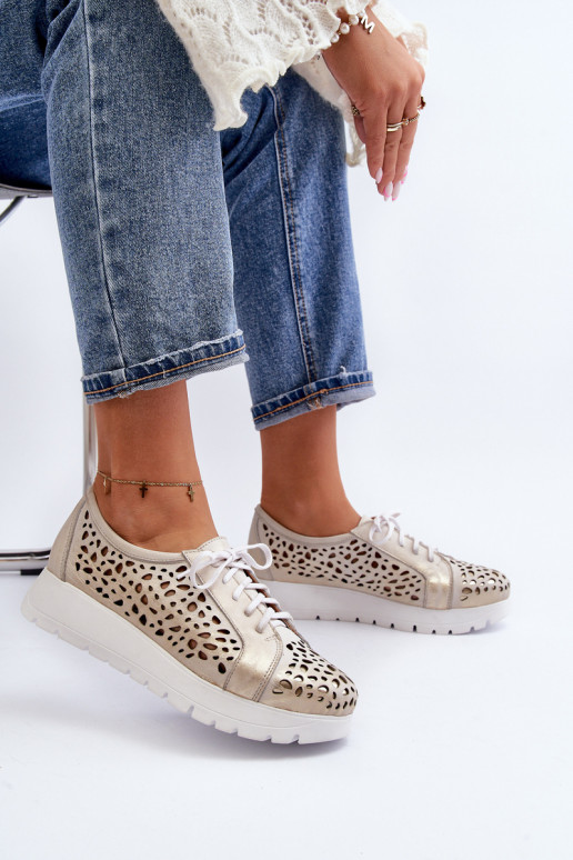 Zazoo 2821 Piel zapatos Femenino con elementos calados color dorado Zazoo 2821 Piel zapatos Femenino con elementos calados color dorado