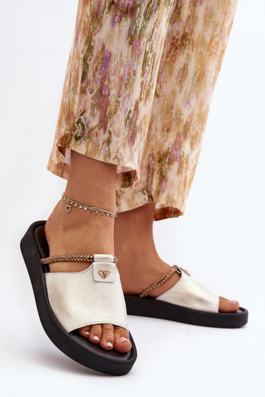 Zazoo 2896 zapatillas de mujer Piel Blanco-color dorado Zazoo 2896 zapatillas de mujer Piel Blanco-color dorado