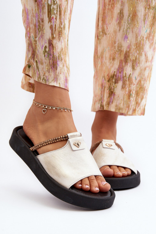 Zazoo 2896 zapatillas de mujer Piel Blanco-color dorado Zazoo 2896 zapatillas de mujer Piel Blanco-color dorado