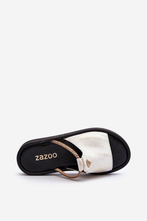 Zazoo 2896 zapatillas de mujer Piel Blanco-color dorado Zazoo 2896 zapatillas de mujer Piel Blanco-color dorado