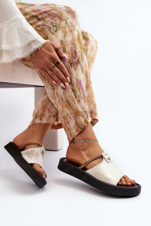 Zazoo 2896 zapatillas de mujer Piel Blanco-color dorado Zazoo 2896 zapatillas de mujer Piel Blanco-color dorado