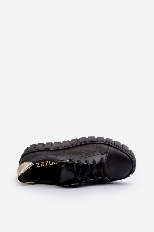 Zazoo 2919 Femenino Piel zapatos Sobre una suela gruesa de color negro Zazoo 2919 Femenino Piel zapatos Sobre una suela gruesa de color negro