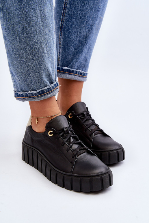 Zazoo 2919 Femenino Piel zapatos Sobre una suela gruesa de color negro Zazoo 2919 Femenino Piel zapatos Sobre una suela gruesa de color negro