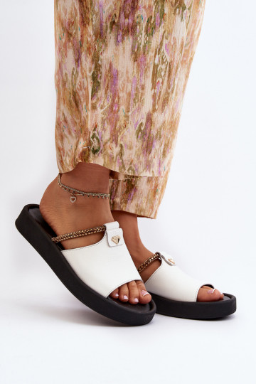 Zazoo 2896 zapatillas de mujer Piel el color blanco 2