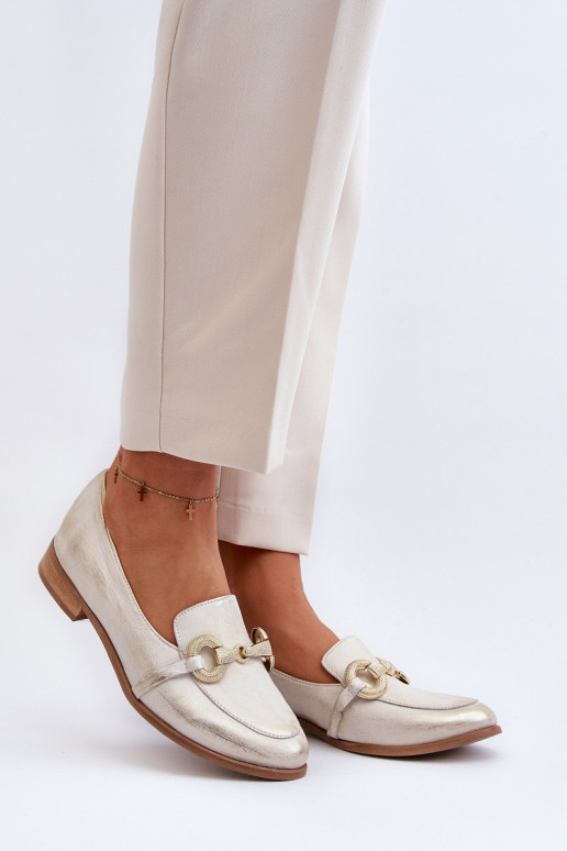 Zazoo 2880 Femenino Mocasines Piel con adornos color dorado